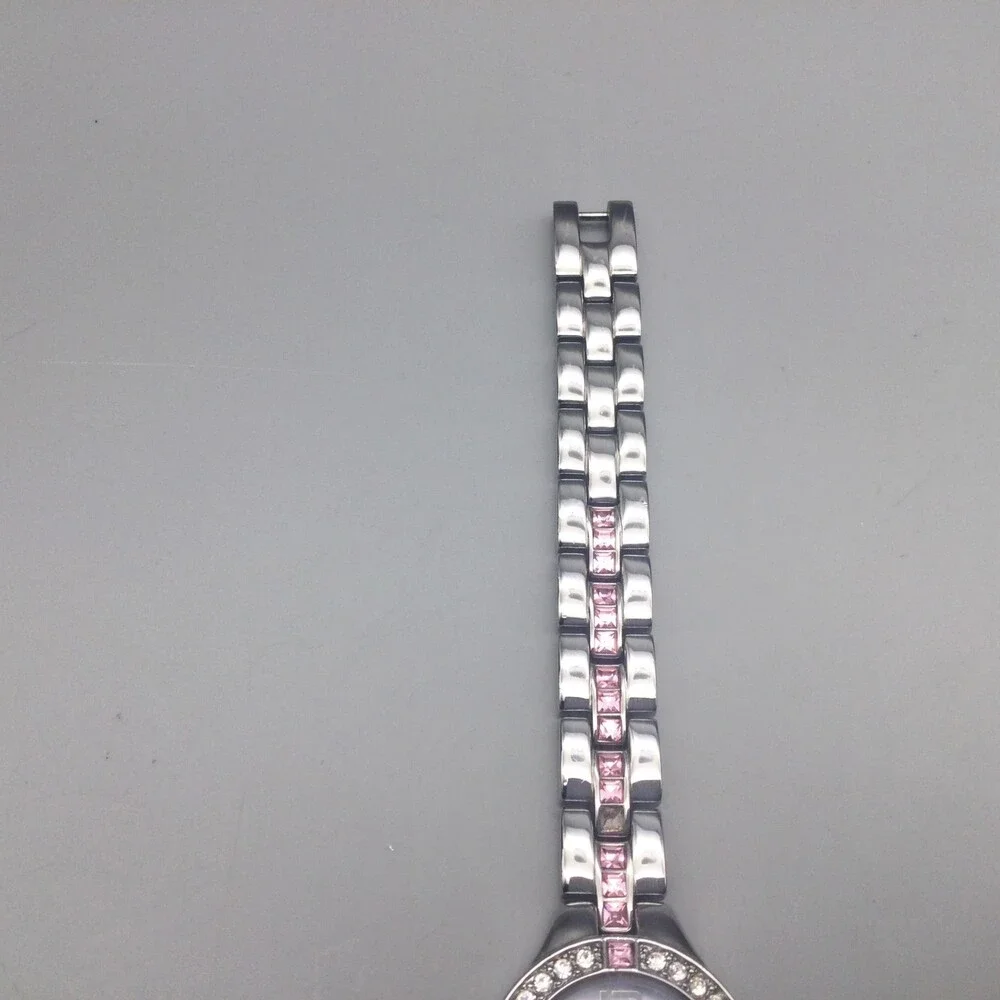 Armitron Now Womens Watch 22mm Pink MOP Crystals Silver Tone New Battery 7.25